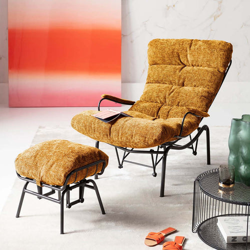 Kare Design Fauteuil en Voetensteun Vienna Swing geel - vtwonen shop