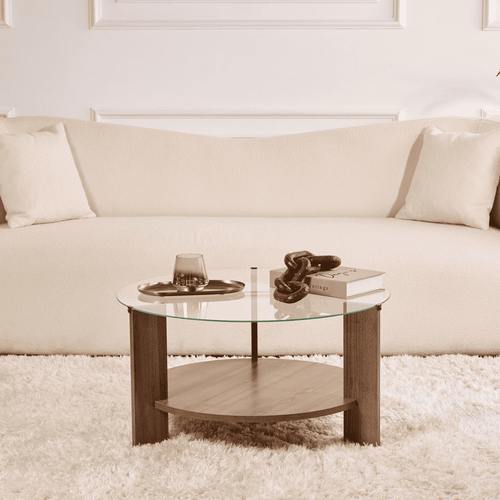 Calicosy - CLARA Salontafel met 2 bladen - Eiken - 75x75x40 cm