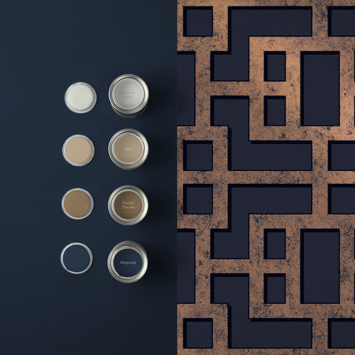 Graham & Brown Vliesbehang - Rendo Blue & Copper - 10mx52cm - vtwonen shop