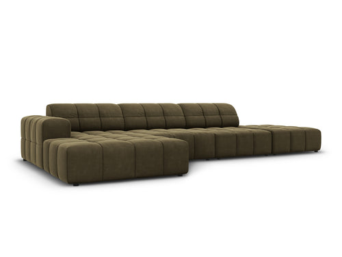Cosmopolitan Design linker hoekbank Chicago 5-zits, flueel groente - 167x348x78cm