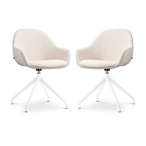 Nolon Nola-Mae Draaibare Eetkamerstoelen Bouclé Beige - Wit - 2x - vtwonen shop