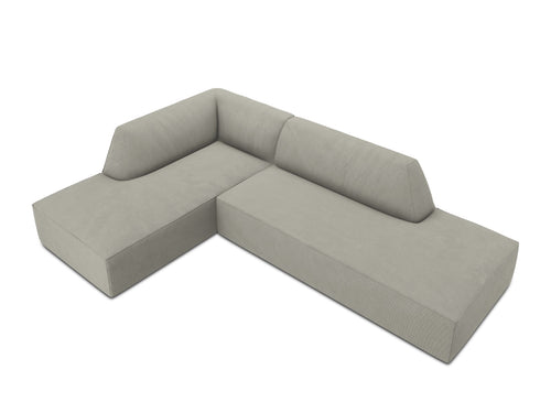 Micadoni linker hoekbank Ruby 4-zits, ribfluwelen, lichtgrijs - 180x273x69cm