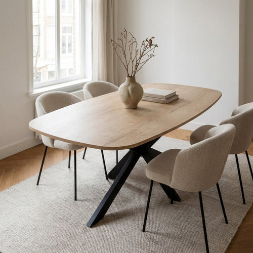 Giga Meubel Eettafel Jaimy - Deens Ovaal Naturel Hout - 200x100x76cm