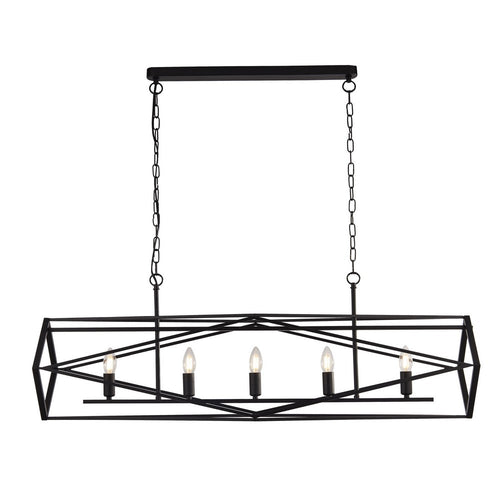 Searchlight CHASSIS - 5-lichts zwarte kaars aan het plafond