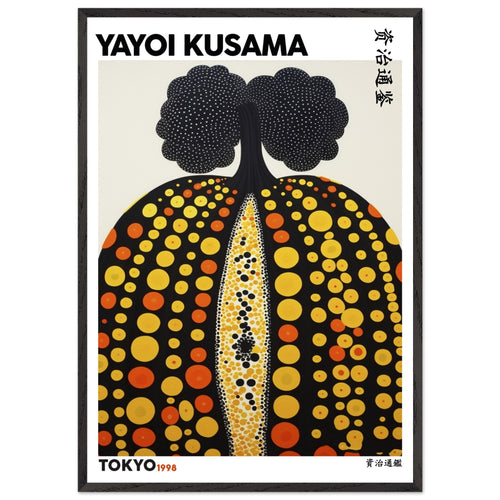 Artfulprints Poster met Lijst Yayoi Kusama - Tokyo pumpkin 1998   - 70x100 cm - Geel