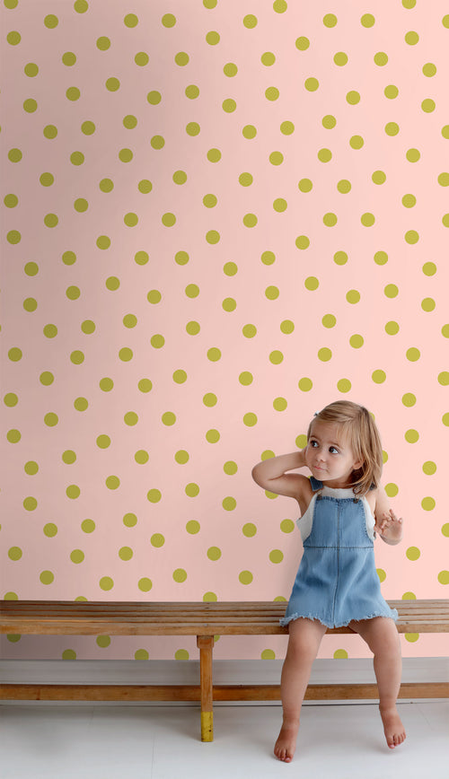 ESTAhome behang stippen roze en groen - 50 x 900 cm - 131576 - vtwonen shop