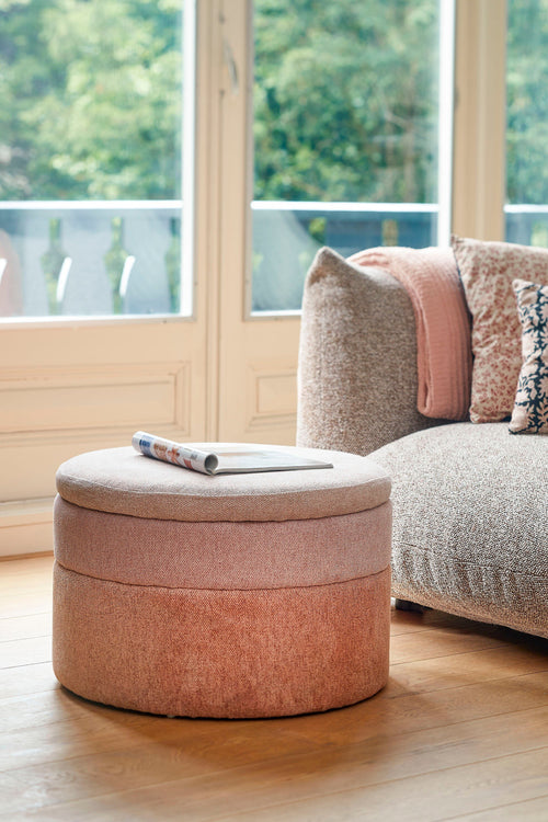 Mica Decorations Opbergpoef - H40 x Ø59 cm - Roze - vtwonen shop