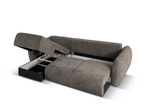 Cosmopolitan Design Uitklapbare hoekbank links met opbergdoos Matera 4-zits, chenille, grijs - 173x253x86cm