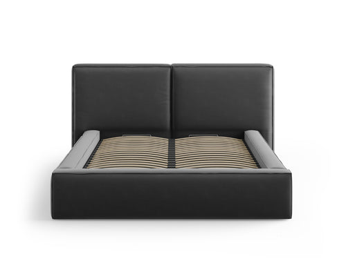 Micadoni Opbergbed met hoofdeinde Jodie 140x200cm, flueel, grijs - 228x194x108cm