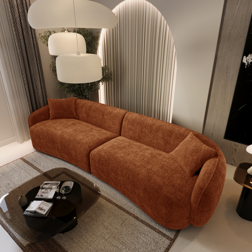 Sia Home - Bank CELINE - gewaafd fluweel terracotta 260cm