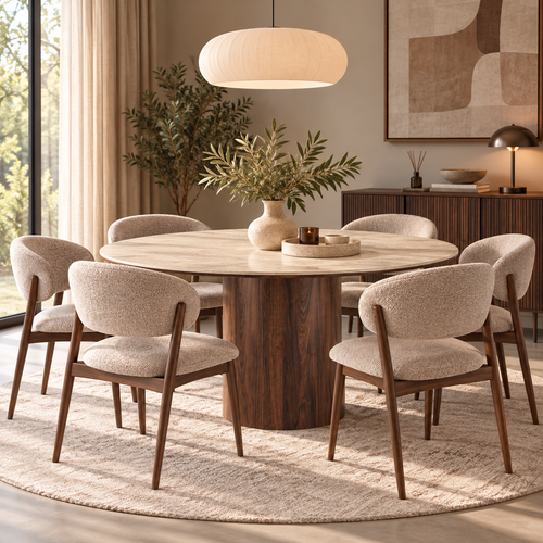 Artichok Dana houten eettafel met keramiek blad donkerbruin - Ø140 x 75 cm