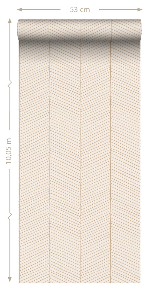 ESTAhome behang visgraat-motief zandkleurig en beige - 0.53 x 10.05 m - 139565 - vtwonen shop