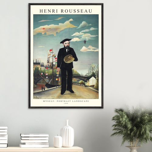 Artfulprints Poster met Lijst Henri Rousseau - Portrait landscape   - A4 21x29.7 cm - Blauw