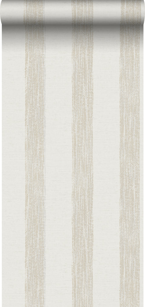 Sanders & Sanders behang geschilderde strepen beige en wit - 53 cm x 10,05 m - 640757