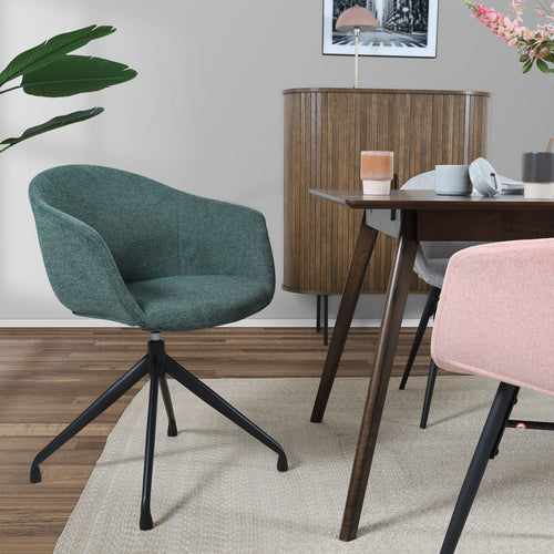 Nolon Nola-Otis Draaibare Eetkamerstoelen Set - Donkergroen - Zwart - vtwonen shop