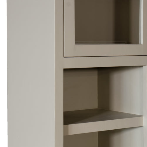 Giga Meubel Kast Xander - Beige Mangohout/Glas - 120x45x220cm - vtwonen shop