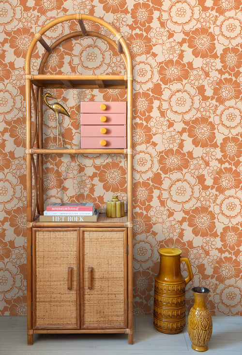 ESTAhome behang retro bloemen oranje - 50 x 900 cm - 131524 - vtwonen shop
