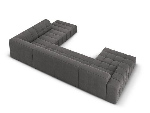 Cosmopolitan Design Panoramische hoekbank rechts Chicago 7-zits, flueel grijs - 263x375x78cm