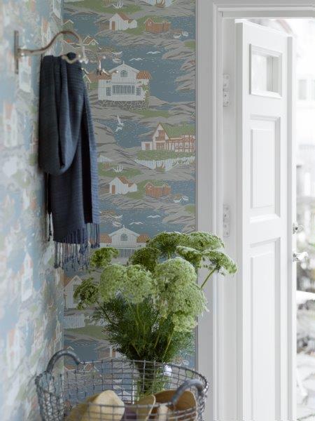 Borastapeter behang bosrijk landschap vergrijsd blauw - 53 cm x 10.05 m - 660491