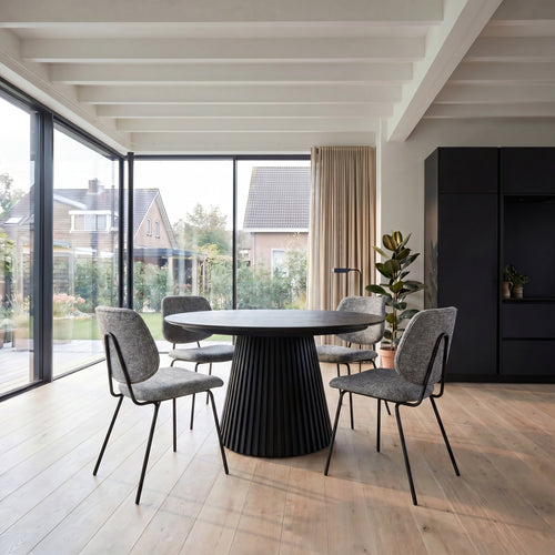 Furnhouse eetkamerstoel Sofia - Grijs - Stof (Bouclé) - Set van 6
