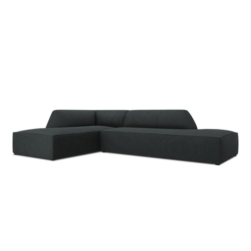 Cosmopolitan Design - Modulaire hoekbank links Siena 4-zits, ribfluwelen zwart - 180x273x69cm