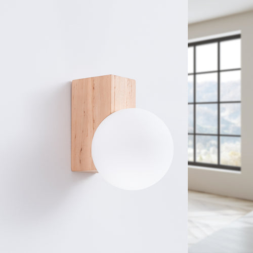 Sollux Lighting Wandlamp BULBO natuurlijk hout - 12x16x17cm