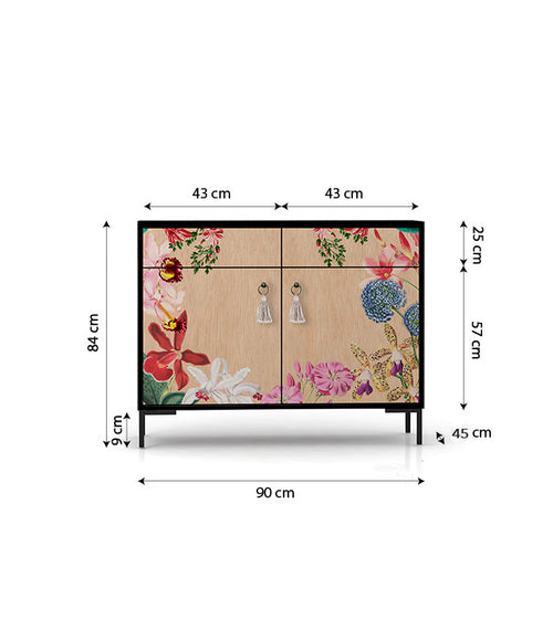 Dressoir MDF 2 deuren en 2 lades met print EXOTIC ORCHIDEA