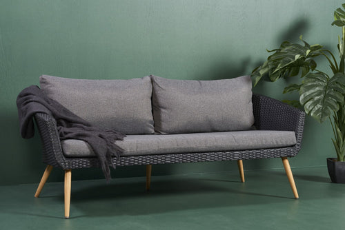 Lisomme Fien rotan tuinbank zwart - Met zitkussens - vtwonen shop