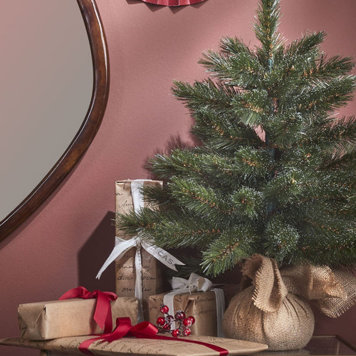 Triumph Tree Forest Frosted Kunstkerstboom H60 x D46 cm - Kunstboom in Jute Zak - Kunst Kerstboom voor Binnen - 64 Tips - Groen