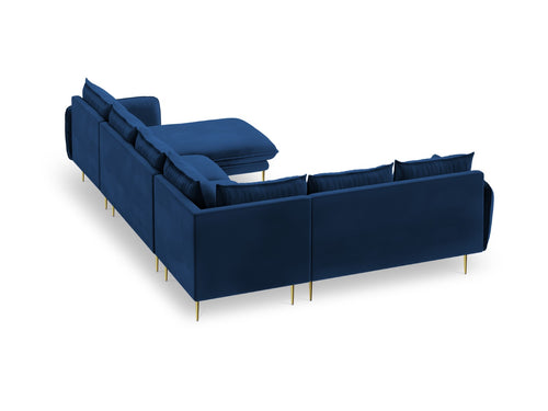 Cosmopolitan Design Panoramische hoekbank links Vienna 7-zits, flueel, koningsblauw - 235x330x95cm