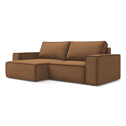 LaMiaSofa hoekbank links Livorno - textuurstof - terracotta - 257x148x82