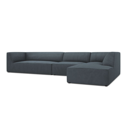 Cosmopolitan Design - Modulaire hoekbank rechts Siena 5-zits, ribfluwelen blauw - 180x366x69cm