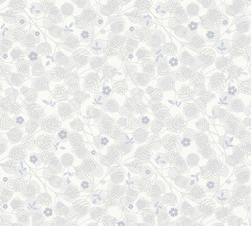 Livingwalls behang bloemetjes wit, grijs en blauw - 53 cm x 10.05 m - AS-391111 - vtwonen shop