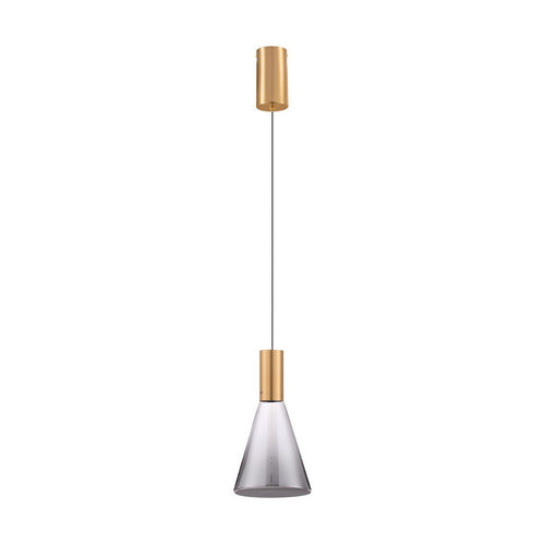 Nova Luce VOI Slanke hanglamp voor aan het plafond, rookkleurig messing goud, Triac dimbare LED 8W 182lm 3000K