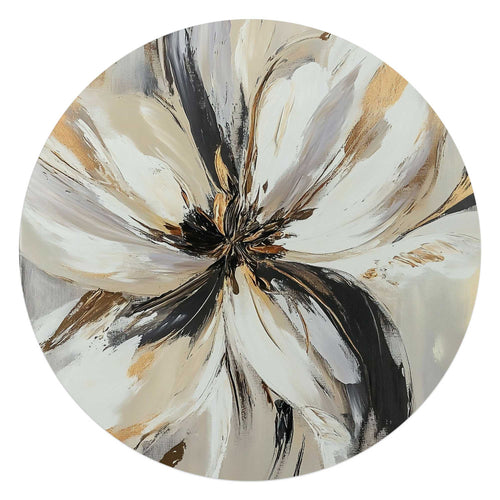 Reinders Stijlvolle bloem glasschilderij -  beige - woonkamer - Ø 70cm