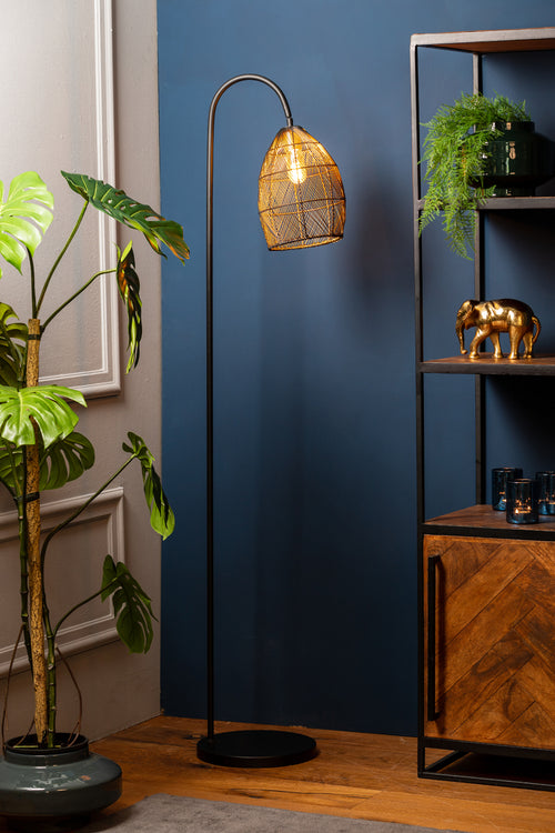 Light & Living vloerlamp MEYA - 34x30.5x172cm - zwart - vtwonen shop