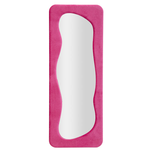 Wandspiegel met fuchsia fluwelen lijst 60x4x160 cm