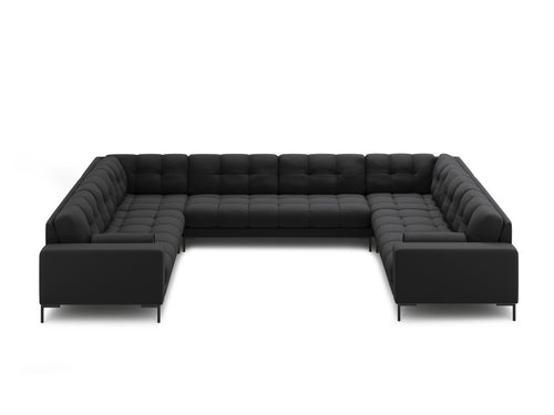 Cosmopolitan Design Panoramische bank Bali 9-zits, structurele stof, donkergrijs - 256x327x75cm