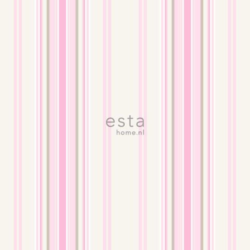 ESTAhome behang strepen licht roze en beige - 53 cm x 10.05 m - 138806