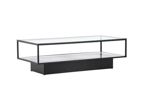 Rebellenclub Salontafel Lucera - 130 x 60 cm - Zwart met Glazen Blad - vtwonen shop