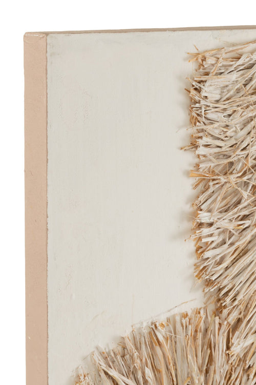 J-Line wanddecoratie Ibiza - canvas/verf - creme/wit - 2 stuks