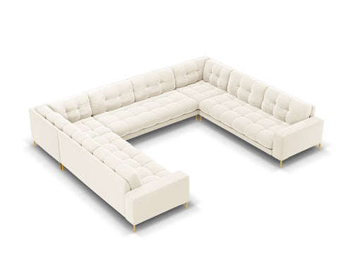 Cosmopolitan Design Panoramische bank Bali 9-zits, flueel, lichtbeige - 256x327x75cm