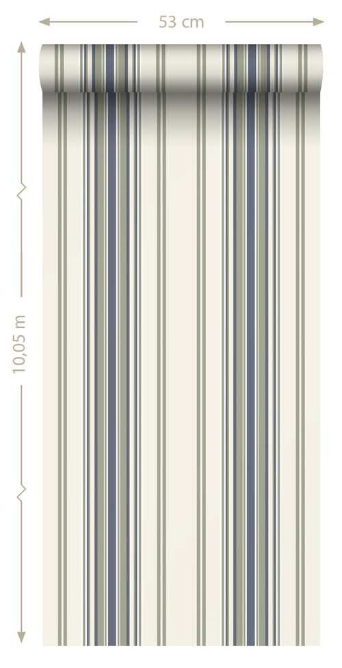 Sanders & Sanders behang strepen beige en blauw - 50 x 900 cm - 935389