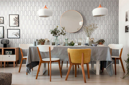 Livingwalls behang art deco motief wit, grijs, zilver en metallic - 53 cm x 10.05 m - AS-391764