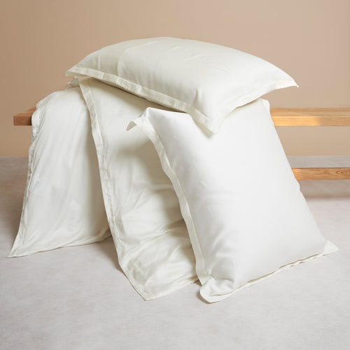 Coco & Cici - Tencel Sateen Dekbedovertrek 140 x 220 cm - 1 Persoons Beddengoed - Off White - Lyocell - Hypoallergeen & Extra Zacht - 1 Kussensloop - vtwonen shop