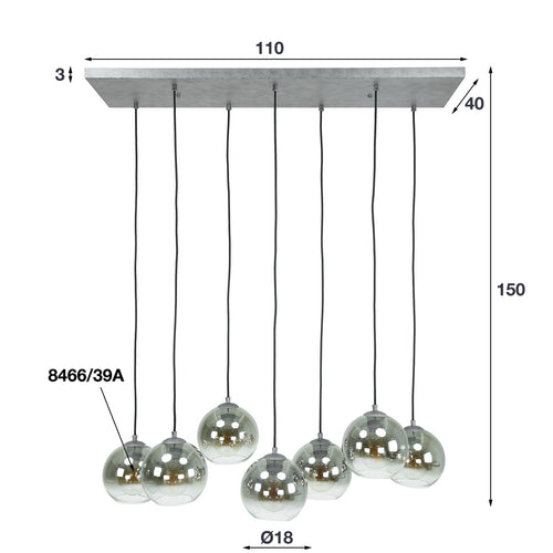Giga Meubel Hanglamp Bubble Shaded - Glas - 7-Lichts - 40x110x150cm - vtwonen shop