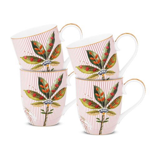 Pip Studio La Majorelle Mokken - Servies - Set van 4 Kopjes - Roze - 450ml - vtwonen shop