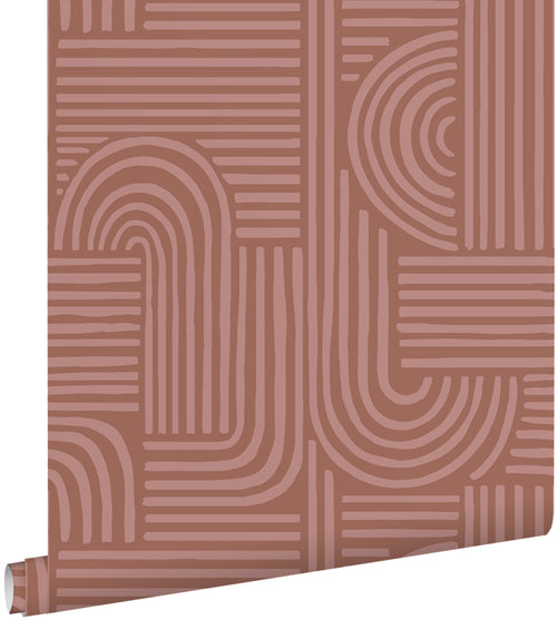 ESTAhome behang grafisch 3D motief terracotta roze - 50 x 900 cm - 131490