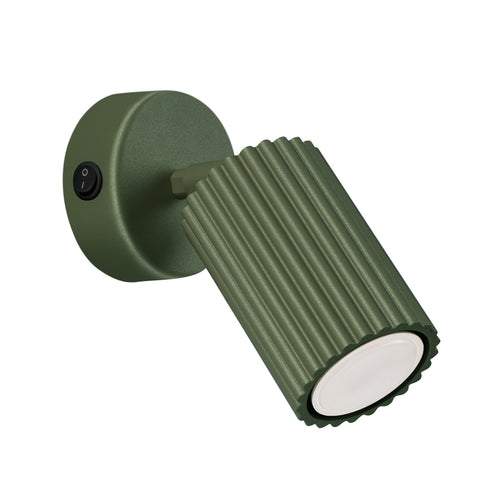 Sollux Lighting Wandlamp KARBON olijfgroen met schakelaar - 8x8x16cm