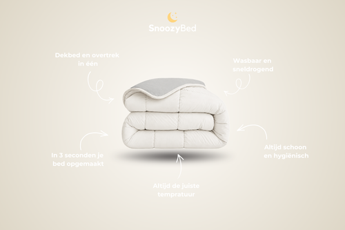 SnoozyBed - Dekbed zonder overtrek - Sand & Light Grey - 140x200cm